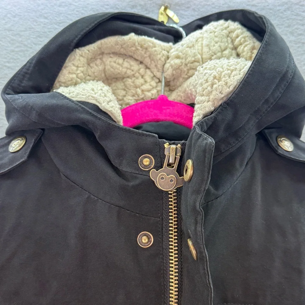Appaman - little Boys Down Coat Sherpa hooded full zip up winter Jacket black 3T